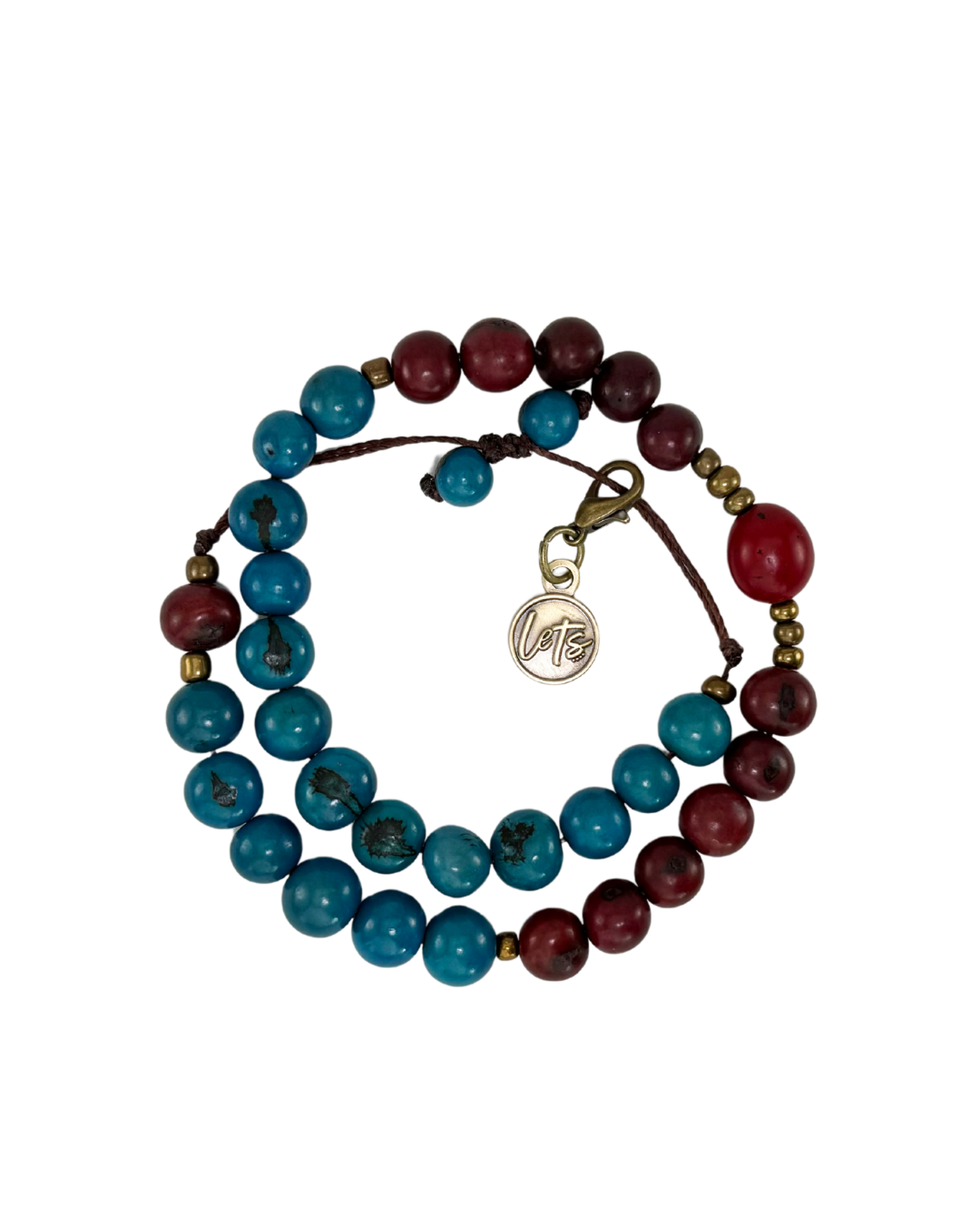 Acai Bead Wrap Bracelet - LETS (Blue and Maroon)