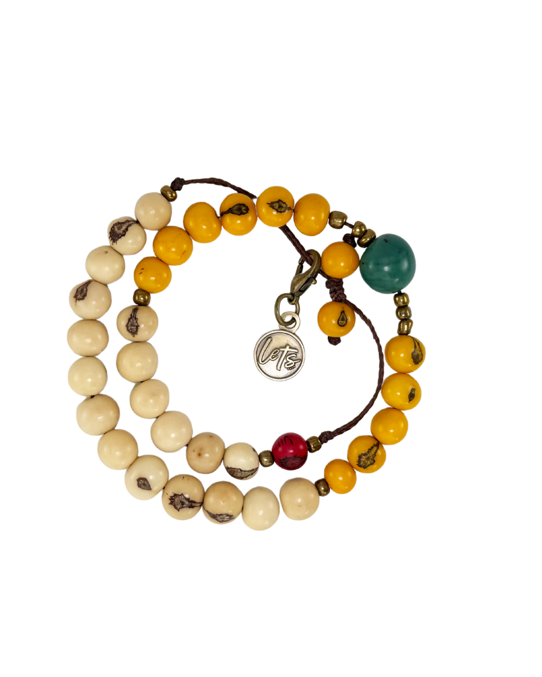 Acai Bead Wrap Bracelet - Cream and Yellow