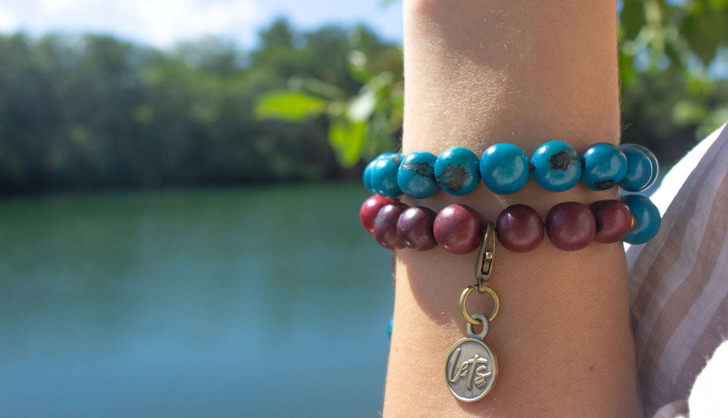 Acai Bead Wrap Bracelet - LETS (Blue and Maroon)