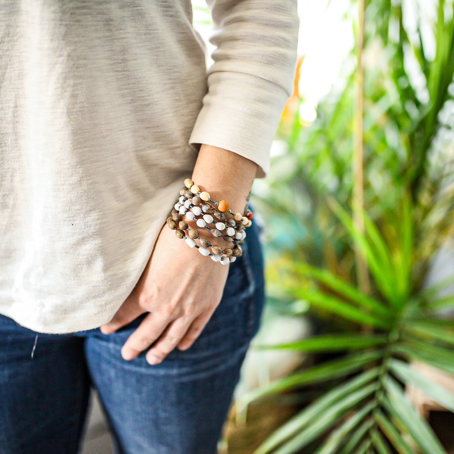Majok Wire Wrap Bracelet in Greys