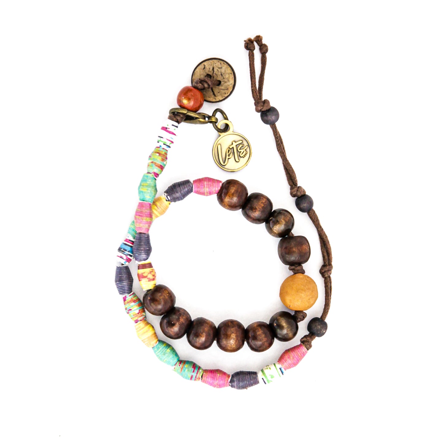 Button-Tie Wrap Bracelet - Hawaiian Colors