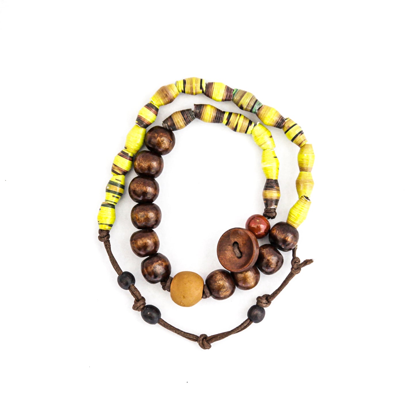 Button-Tie Wrap Bracelet - Hawaiian Colors