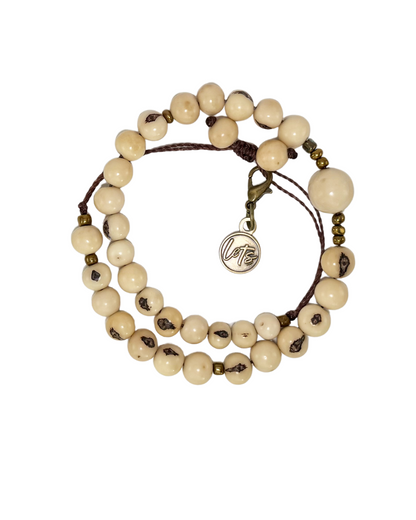 Acai Bead Wrap Bracelet - Cream