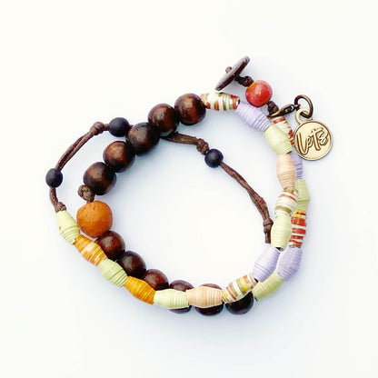 Button-Tie Wrap Bracelet - Multi-color