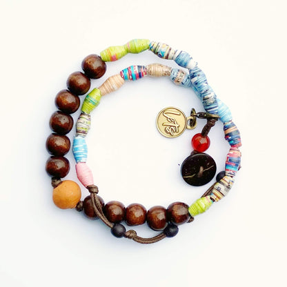 Button-Tie Wrap Bracelet - Multi-color