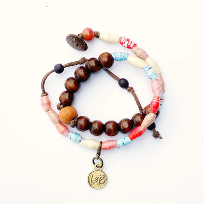 Button-Tie Wrap Bracelet - Multi-color