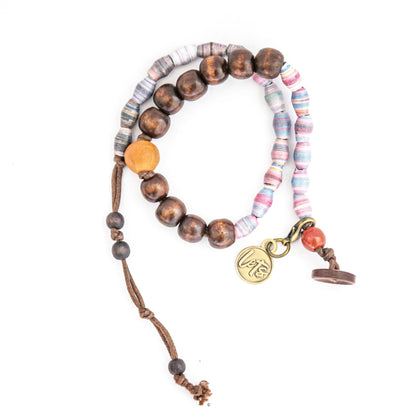 Button-Tie Wrap Bracelet - Blue