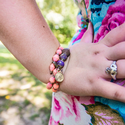 Classic Memory Style Bracelet in Pinks & Peaches
